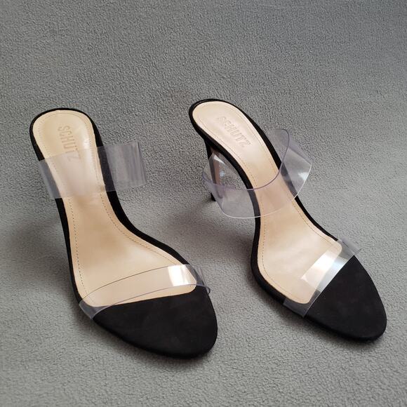 SCHUTZ Ariella Heels in Black Transparent Size 10B Special Occassion SCHU-WZ386 - Picture 1 of 16